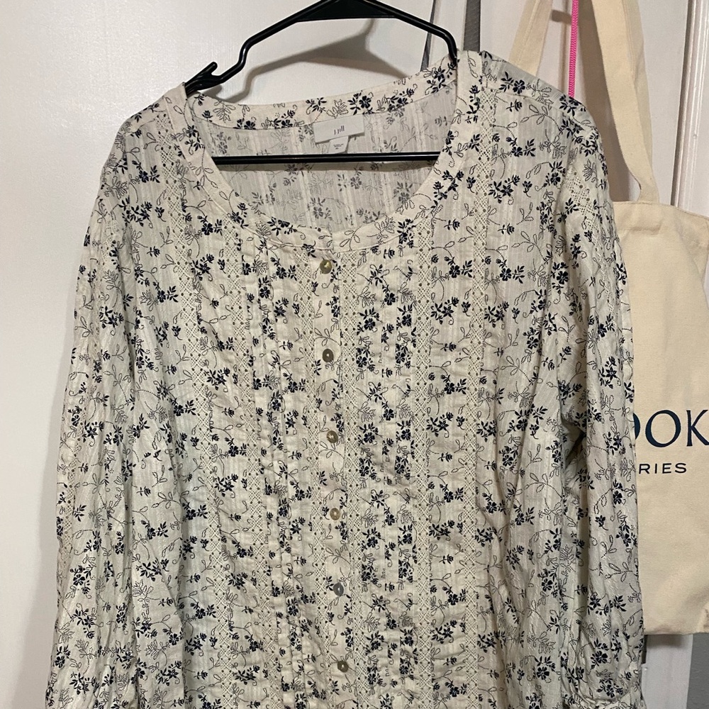 J. Jill XL Floral Lace Cotton Tunic Top -